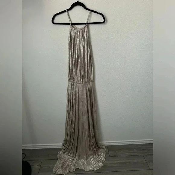 ALEXIS Scoop Neck Long Metallic Gown - S - Picture 2 of 7